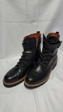 Pikolinos Vicar Black Leather Studded Combat Boots Size 39